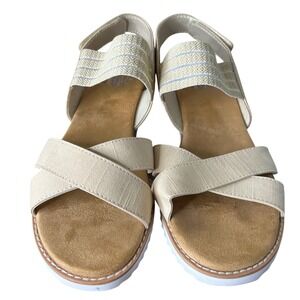 BOBS Skechers Sandals 8.5 Wide Desert Kiss Hi Tea Time Natural Wedge